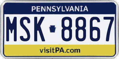 PA license plate MSK8867