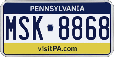 PA license plate MSK8868
