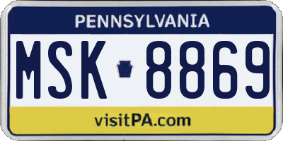 PA license plate MSK8869