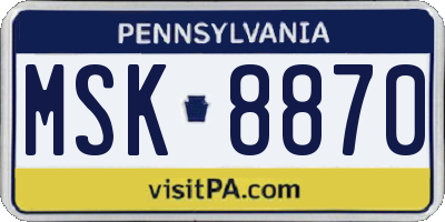PA license plate MSK8870