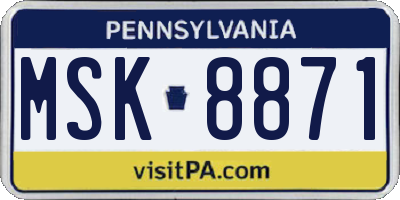 PA license plate MSK8871