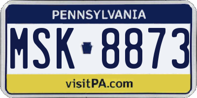 PA license plate MSK8873