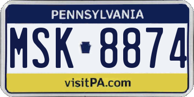 PA license plate MSK8874