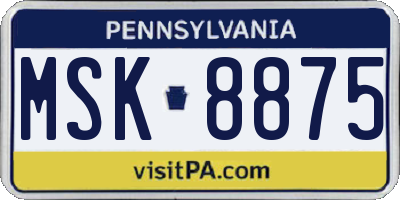 PA license plate MSK8875