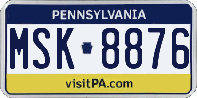 PA license plate MSK8876