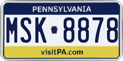 PA license plate MSK8878