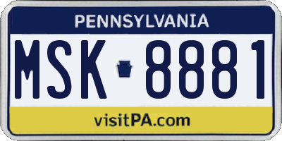 PA license plate MSK8881