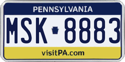 PA license plate MSK8883