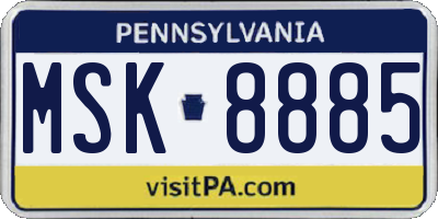 PA license plate MSK8885