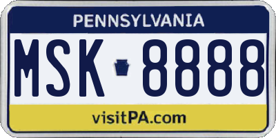 PA license plate MSK8888