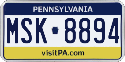 PA license plate MSK8894