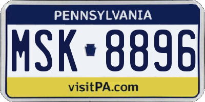 PA license plate MSK8896
