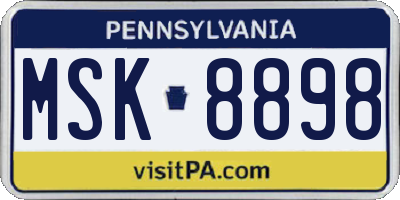 PA license plate MSK8898