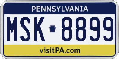 PA license plate MSK8899
