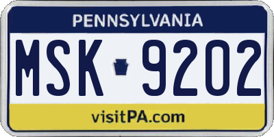 PA license plate MSK9202