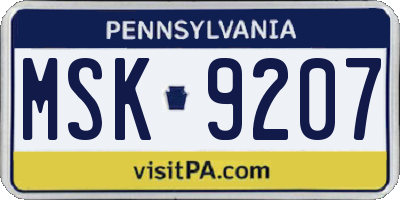PA license plate MSK9207