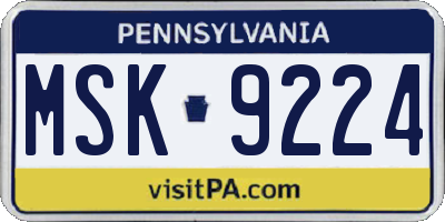 PA license plate MSK9224