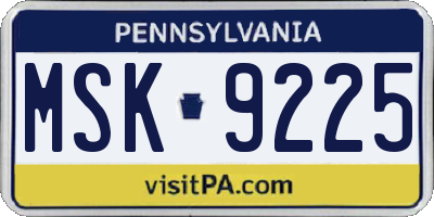 PA license plate MSK9225