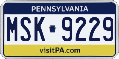 PA license plate MSK9229