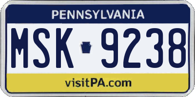 PA license plate MSK9238