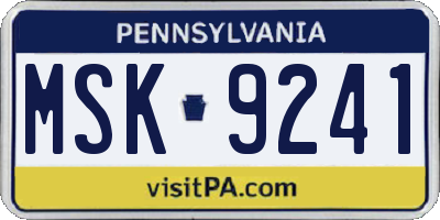 PA license plate MSK9241