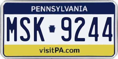 PA license plate MSK9244