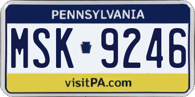 PA license plate MSK9246