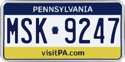 PA license plate MSK9247
