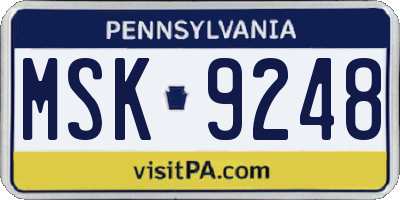 PA license plate MSK9248
