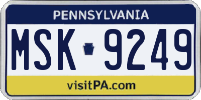 PA license plate MSK9249