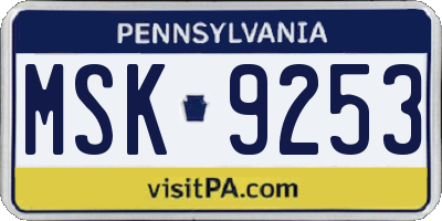 PA license plate MSK9253