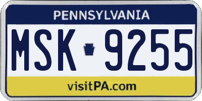 PA license plate MSK9255