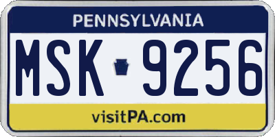 PA license plate MSK9256