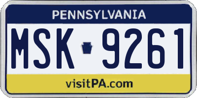 PA license plate MSK9261