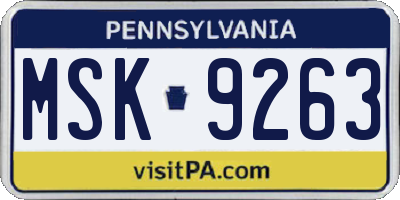 PA license plate MSK9263