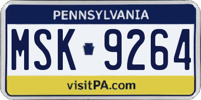 PA license plate MSK9264
