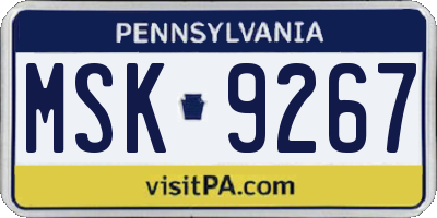 PA license plate MSK9267
