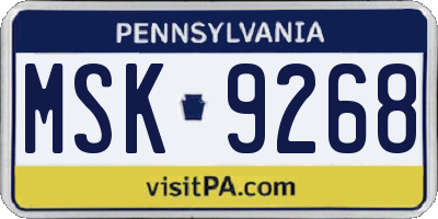 PA license plate MSK9268