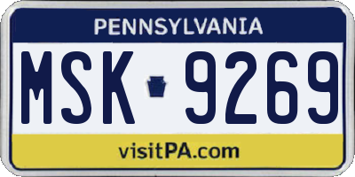 PA license plate MSK9269