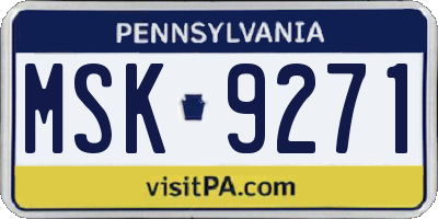 PA license plate MSK9271