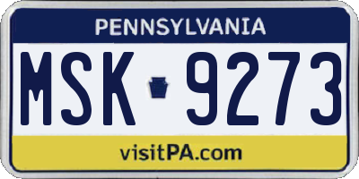 PA license plate MSK9273