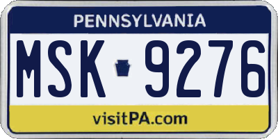 PA license plate MSK9276