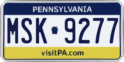 PA license plate MSK9277