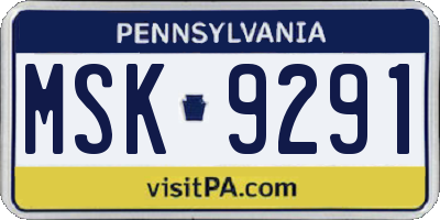 PA license plate MSK9291