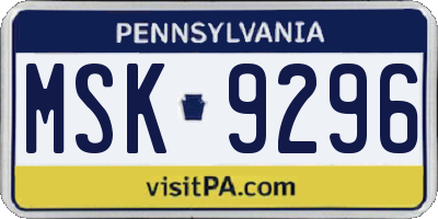 PA license plate MSK9296