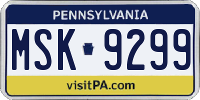 PA license plate MSK9299