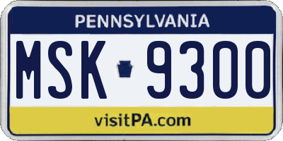 PA license plate MSK9300