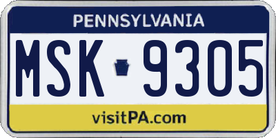 PA license plate MSK9305