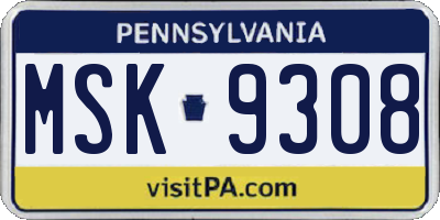 PA license plate MSK9308