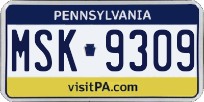 PA license plate MSK9309